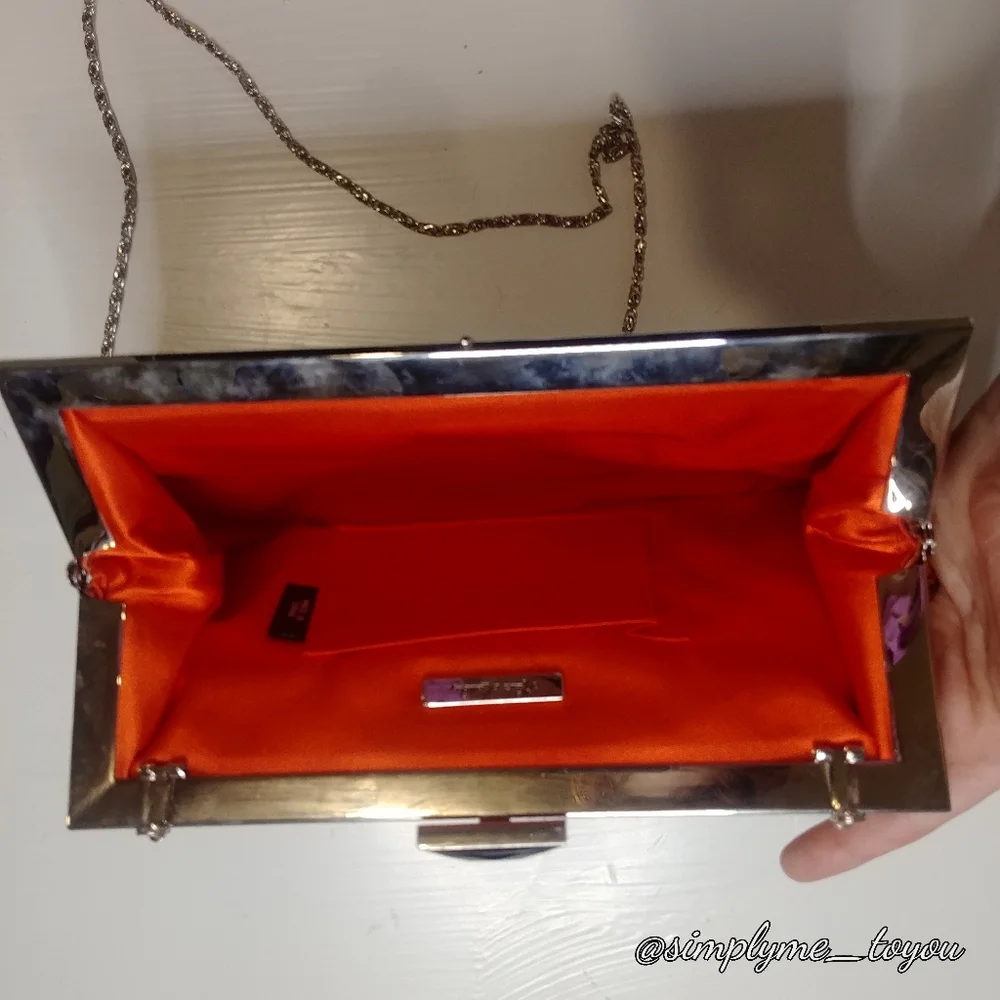 Kate Landry Orange Faux Reptile Clutch